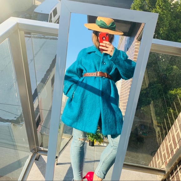 Appleseed’s Wool Mohair Turquoise Oversized Coat - Picture 3 of 8